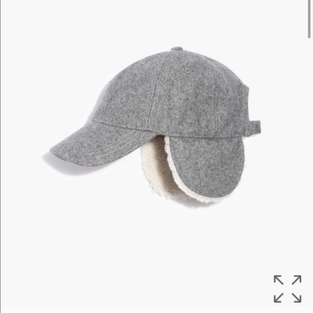 Madewell Baseball Trapper Hat Cap Gray Shearling